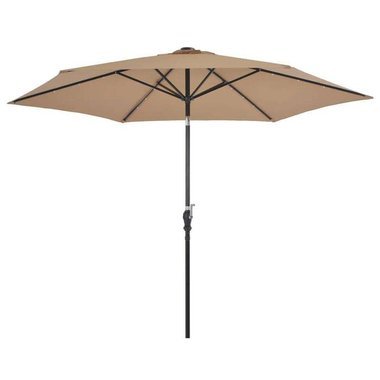   Parasol ogrodowy z LED i stalowym słupkiem, 300 cm, kolor taupe