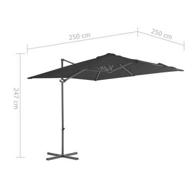   Parasol wiszący ze stalowym słupkiem, 250x250 cm, antracytowy