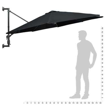   Parasol ścienny na metalowym słupku, 300 cm, czarny