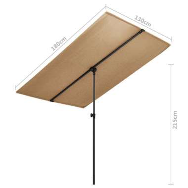   Parasol ogrodowy na słupku aluminiowym, 180x130 cm, taupe