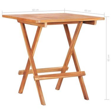   Składany stolik bistro, 60x60x65 cm, lite drewno tekowe