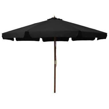   Parasol ogrodowy na drewnianym słupku, 330 cm, czarny