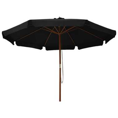   Parasol ogrodowy na drewnianym słupku, 330 cm, czarny