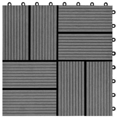   Płytki tarasowe, 11 szt., WPC, 30 x 30 cm, 1 m², szare