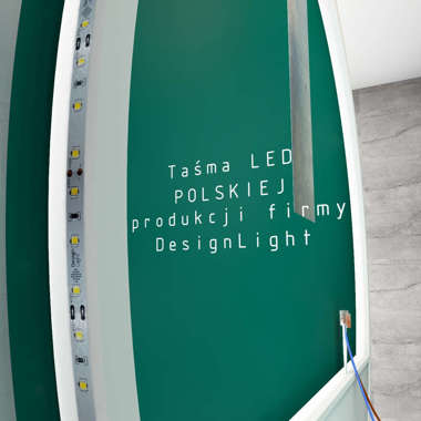 Lustro owalne złote LED z włącznikiem 50x115cm LOFT