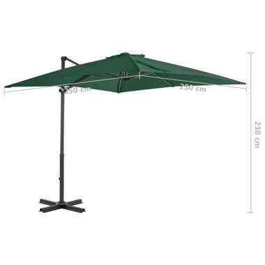   Parasol wiszący z aluminiowym słupkiem, 250x250 cm, zielony