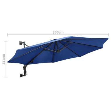   Parasol ścienny na metalowym słupku, 300 cm, niebieski