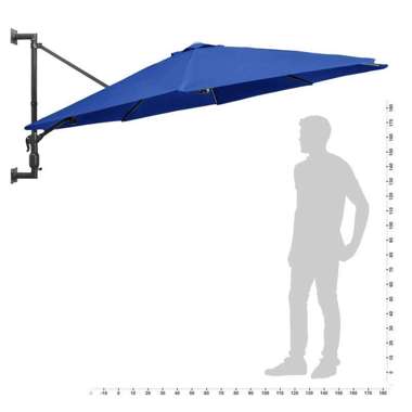   Parasol ścienny na metalowym słupku, 300 cm, niebieski