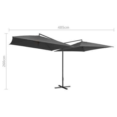   Podwójny parasol na stalowym słupku, 250 x 250 cm, antracytowy