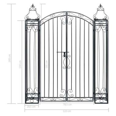   Ozdobna brama ogrodowa z kutego żelaza, 122 x 20,5 x 160 cm