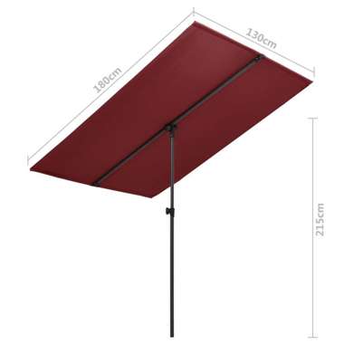   Parasol ogrodowy na słupku aluminiowym, 180x130 cm, bordowy