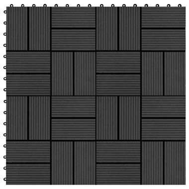   Płytki tarasowe, 11 szt., WPC, 30 x 30 cm, 1 m², czarne