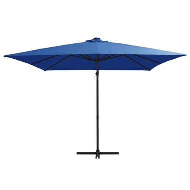   Parasol wiszący z LED i stalowym słupkiem, 250x250 cm, lazurowy