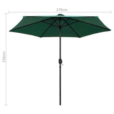   Parasol ogrodowy z LED i aluminiowym słupkiem, 270 cm, zielony