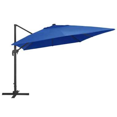   Parasol z LED i aluminiowym słupkiem, 400x300 cm, lazurowy