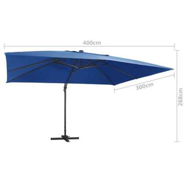   Parasol z LED i aluminiowym słupkiem, 400x300 cm, lazurowy