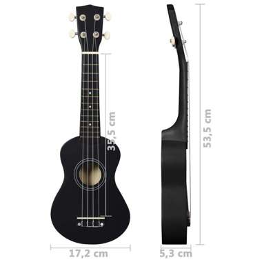   Ukulele sopranowe z pokrowcem, dla dzieci, czarne, 21"