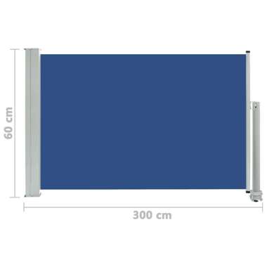   Wysuwana markiza boczna na taras, 60 x 300 cm, niebieska