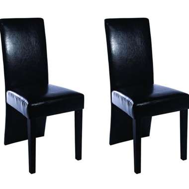   Krzesła stołowe, 2 szt., czarne, sztuczna skóra
