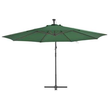   Parasol wiszący z LED i metalową rurą, 350 cm, zielony