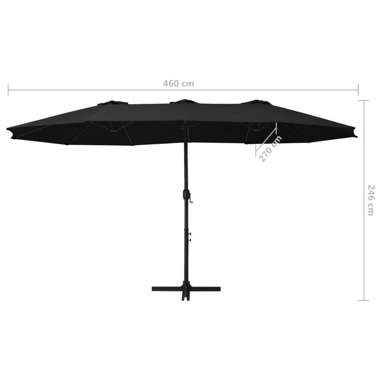   Parasol ogrodowy na słupku aluminiowym, 460 x 270 cm, czarny