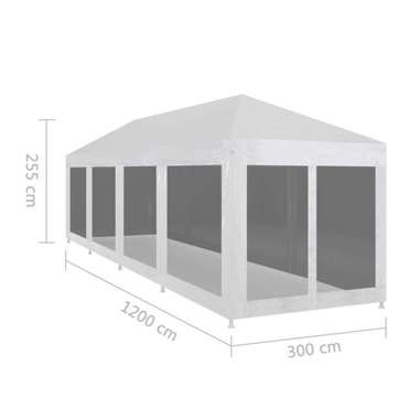   Namiot imprezowy z 10 siatkowymi ściankami, 12 x 3 m