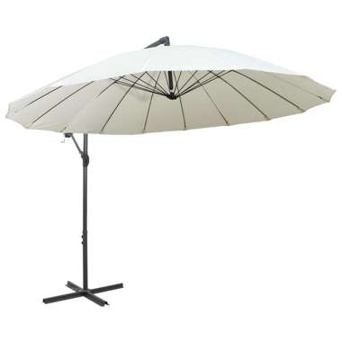   Parasol ogrodowy, wiszący, biały, 3 m, słupek aluminiowy