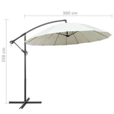   Parasol ogrodowy, wiszący, biały, 3 m, słupek aluminiowy