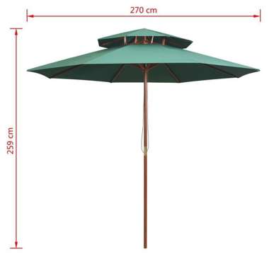   Parasol z podwójnym daszkiem, 270x270 cm drewno, zielony