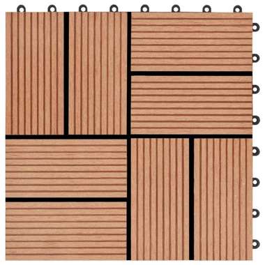   Płytki tarasowe, 11 szt., WPC, 30 x 30 cm, 1 m², kolor tekowy