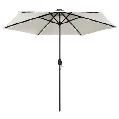   Parasol ogrodowy z LED i aluminiowym słupkiem, 270 cm, piaskowy