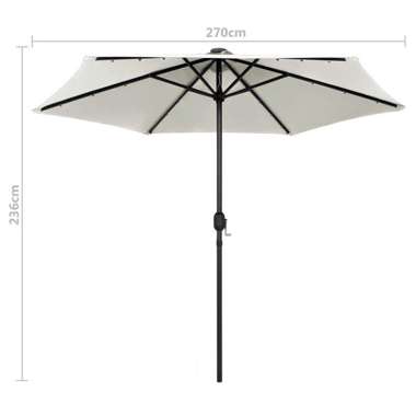   Parasol ogrodowy z LED i aluminiowym słupkiem, 270 cm, piaskowy