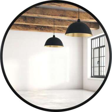 Lustro okrągłe podświetlane CZARNE LED 60 cm LOFT