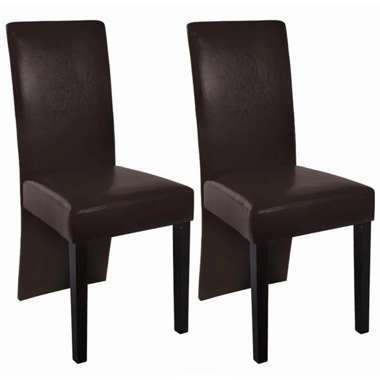   Krzesła stołowe, 2 szt., ciemnobrązowe, sztuczna skóra