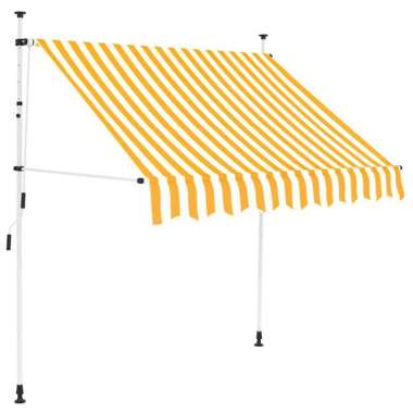   Markiza zwijana ręcznie, 150 cm, żółto-białe pasy