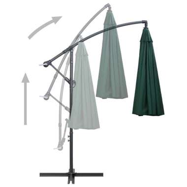   Parasol ogrodowy, wiszący, zielony, 3 m, słupek aluminiowy