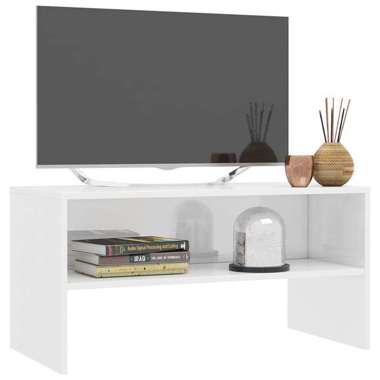   Szafka pod TV, biała, wysoki połysk, 80x40x40 cm, płyta wiórowa