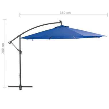   Parasol wiszący z aluminiowym słupkiem, 350 cm, niebieski