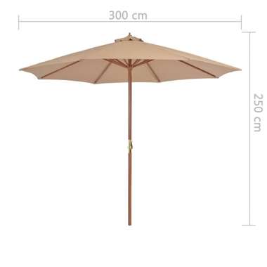   Parasol ogrodowy na drewnianym słupku, 300 cm, taupe