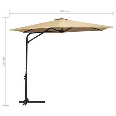   Parasol ogrodowy na stalowym słupku, 300 cm, kolor taupe