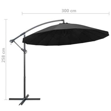   Parasol ogrodowy, wiszący, antracytowy, 3 m, słupek aluminiowy