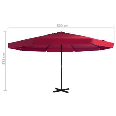   Parasol ogrodowy na słupku aluminiowym, 500 cm, bordowy