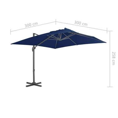   Parasol wiszący z aluminiowym słupkiem, 3x3 m, błękit lazur