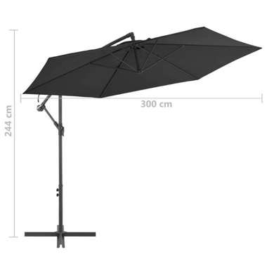   Parasol wiszący z aluminiowym słupkiem, 300 cm, czarny