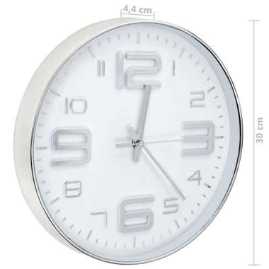   Zegar ścienny, 30 cm, srebrny