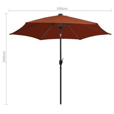   Parasol ogrodowy z LED i aluminiowym słupkiem, 300 cm, terakota