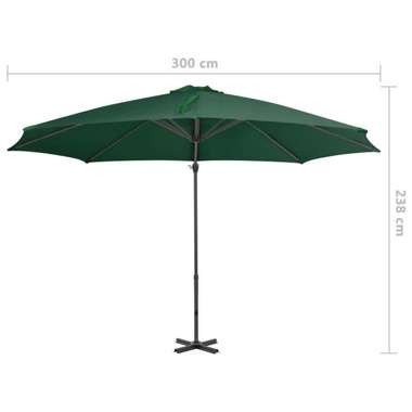   Parasol wiszący z aluminiowym słupkiem, 300 cm, zielony