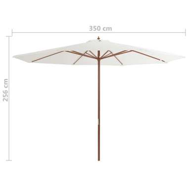   Parasol ogrodowy na drewnianym słupku, 350 cm, piaskowa biel