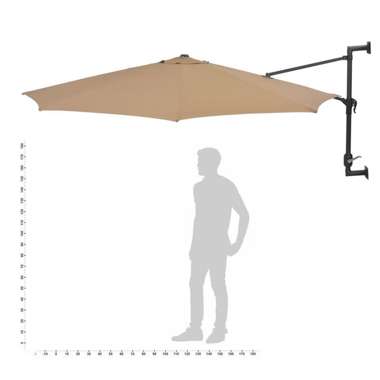   Parasol ścienny na metalowym słupku, 300 cm, kolor taupe