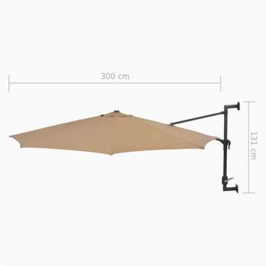   Parasol ścienny na metalowym słupku, 300 cm, kolor taupe